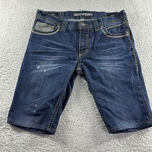 Affliction Jorts Mens 33 Ace‎ Faded Contrast Stitch Whiskering Distress Street